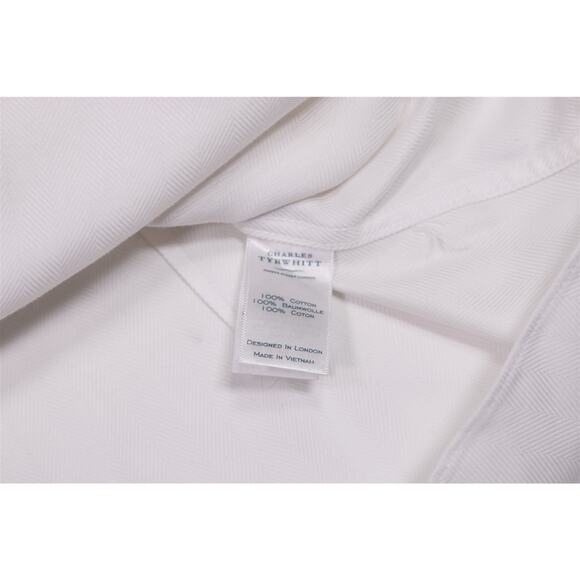 Charles Tyrwhitt White Non-Iron Herringbone Dress Shirt Extra Slim (43) 17-35 - Picture 7 of 7